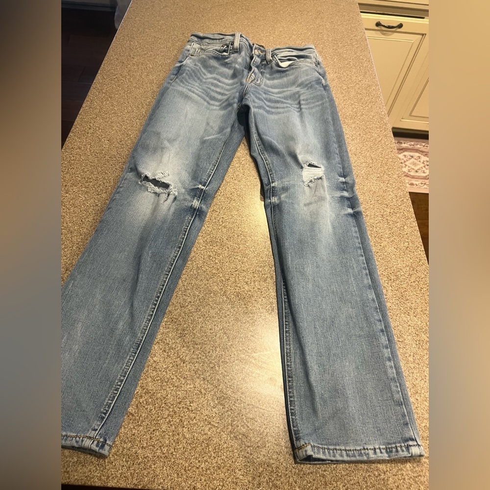 No Boundaries Light Blue Distressed Straight Leg Jeans